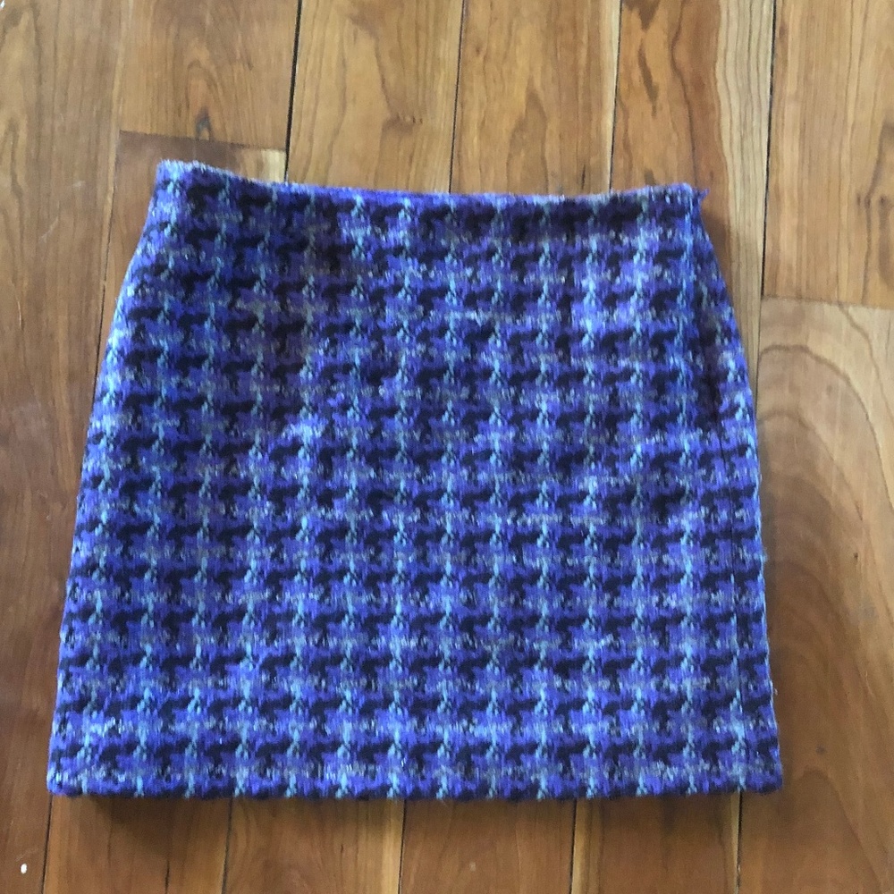 J. Crew Purple Mini Plaid Tweed Skirt